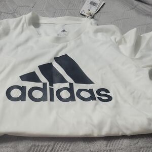 Adidas White Short Sleeve Tee with Classic Logo